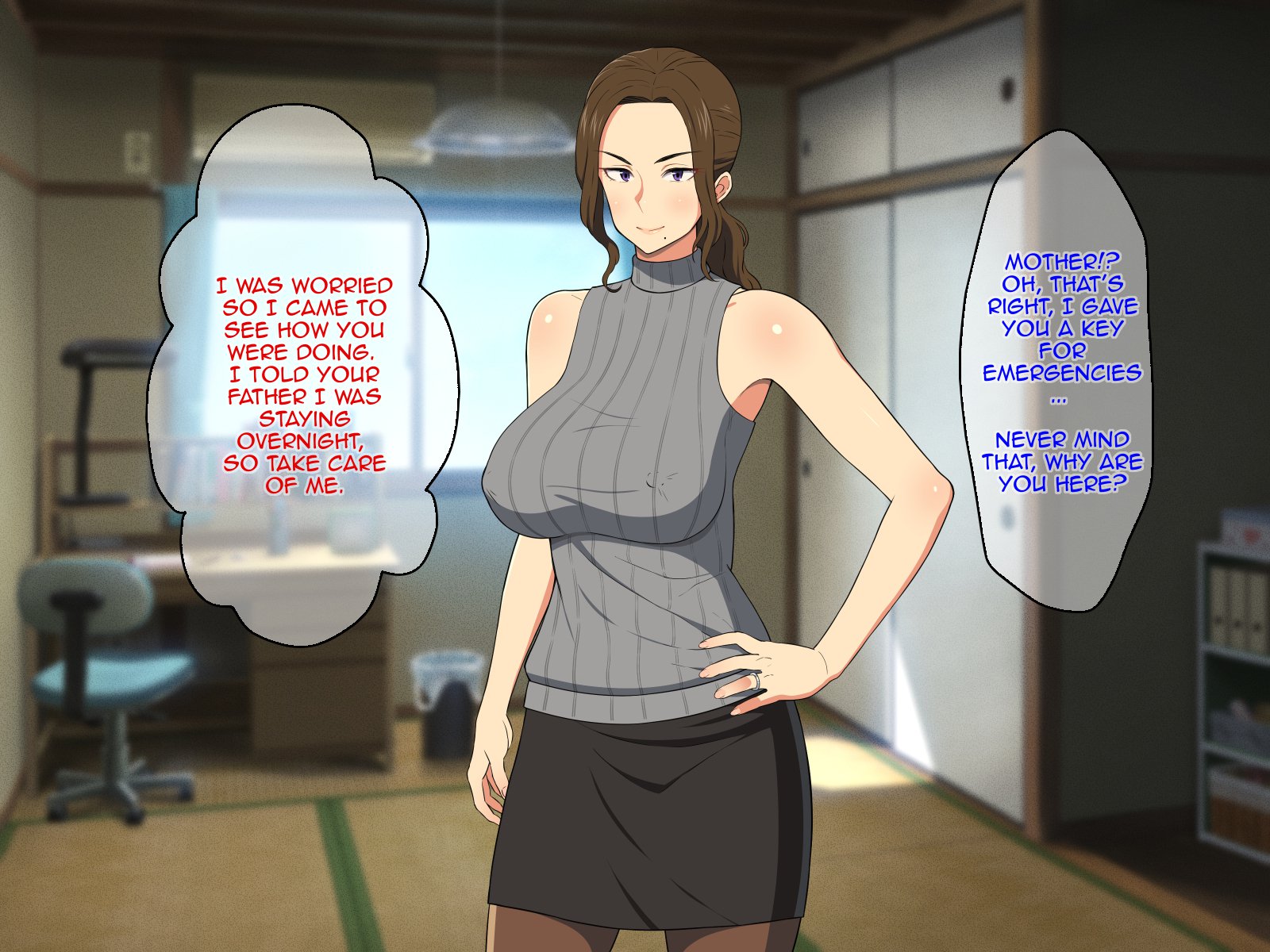Ore no Kaa-san ga Muchimuchi Bakunyuu de Gaman Dekinai Because of my Mother...